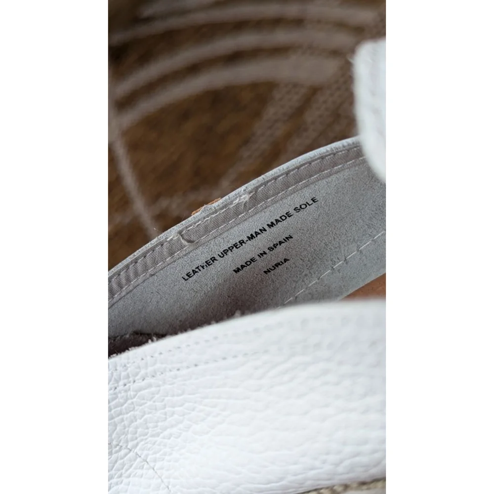 Women's Verbenas White Leather Espadrille Slip-On Shoes US 8.5 Beige Sole